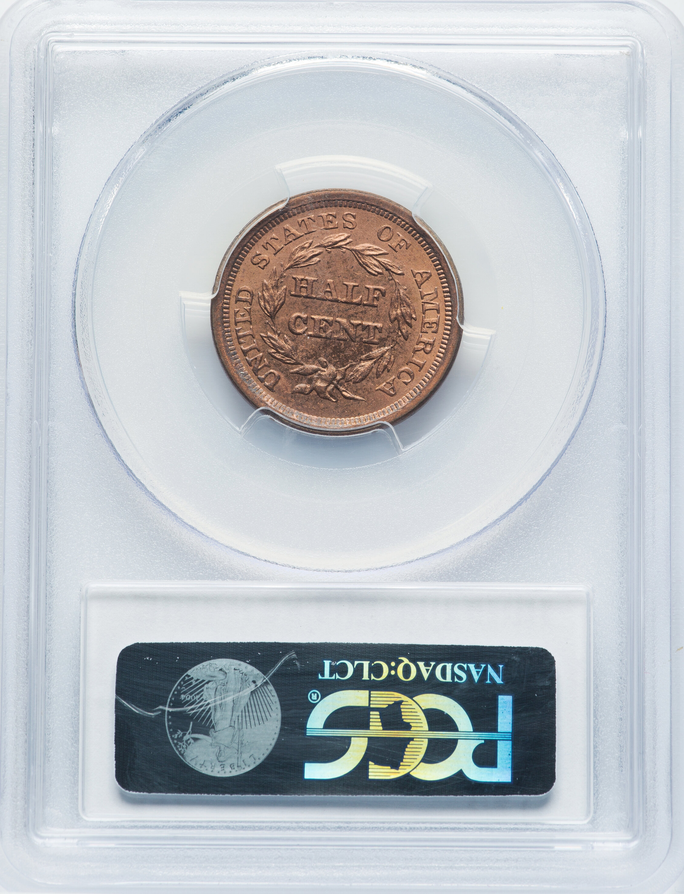 UNIQUE SPECIMEN: 1857 Braided Hair Half Cent - Half Cent Encyclopedia Plate  Coin - Pedigree: Stack's 1970, Missouri Cabinet - PCGS SPECIMEN 65 Red &  Brown