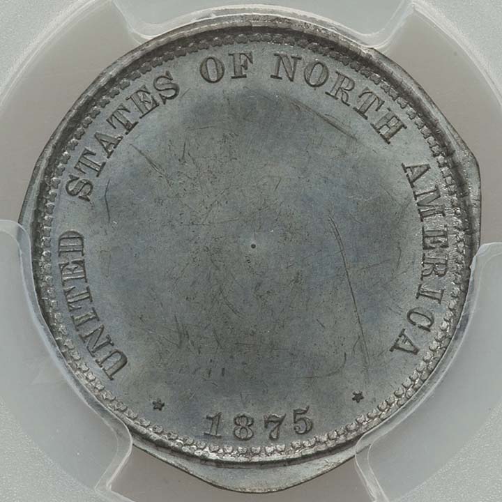 1875 20 Cent Reverse Die Trial Struck in White Metal J-A1875-1 