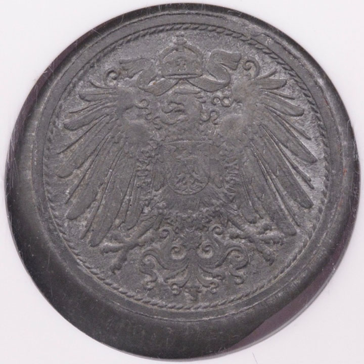 1917 1922 Germany 10 Pfennig World War I Zinc KM 26 Obverse Die 1917-1922-germany-10-pfennig-world-war-i-zinc-km-26-obverse-die