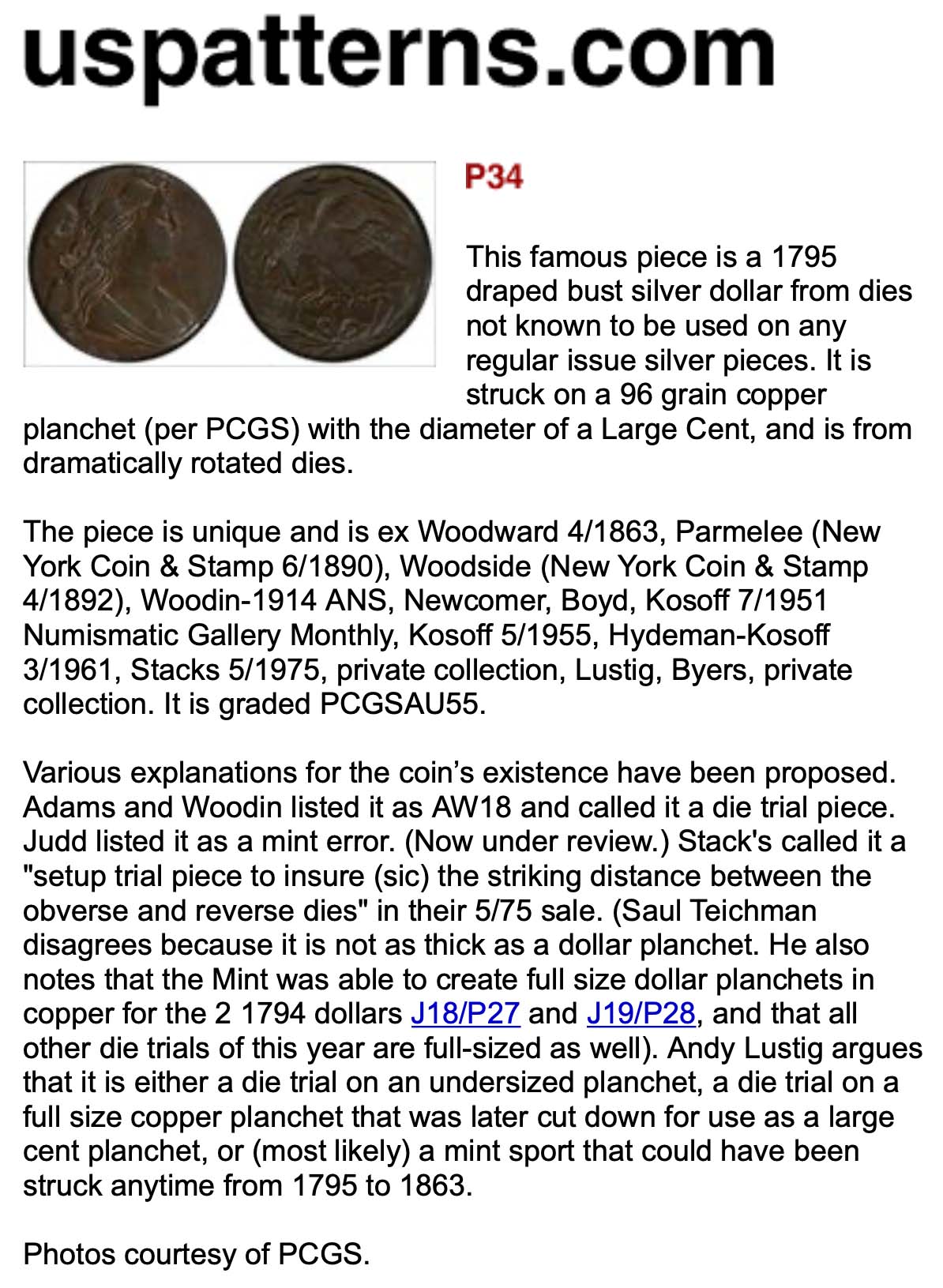 Unique 1795 Draped Bust Dollar Struck on a Copper Planchet Certified by