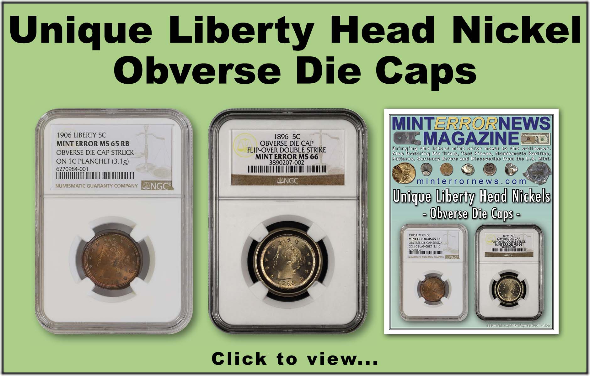 Unique Liberty Head Nickel Obverse Die Caps